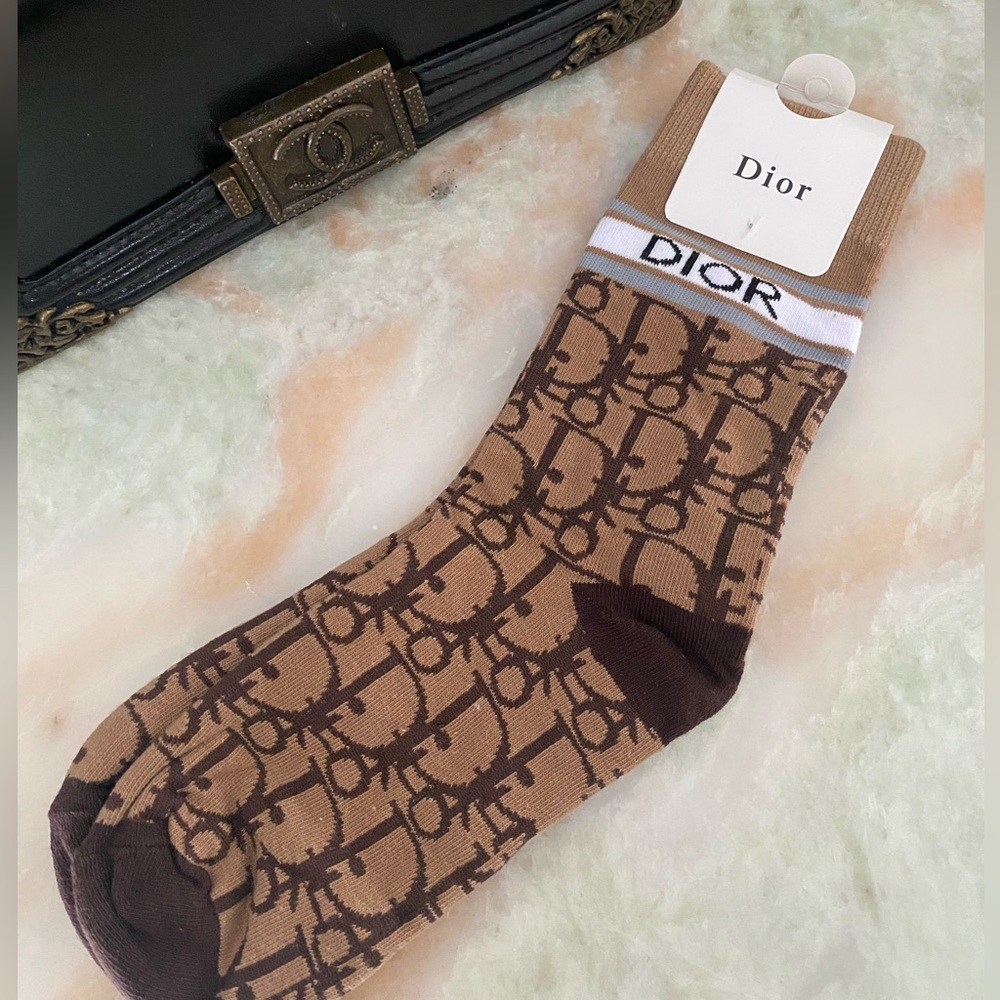 Fashion Brown Monogram Long Socks